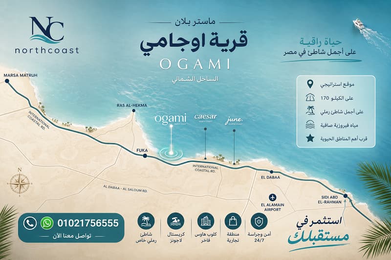 خريطة موقع قرية اوجامي الساحل الشمالي